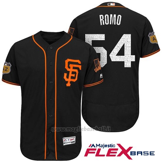 Maglia Baseball Uomo San Francisco Giants Sergio Romo San Francisco Nero 2017 Allenamento Primaverile Flex Base Giocatore